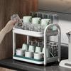 Multifunctional Living Room Drainage Cup Holder Desktop Dustproof Storage and Storage Rack Double Layer Air Cup Holder with Water Tray Tea Cup Holder