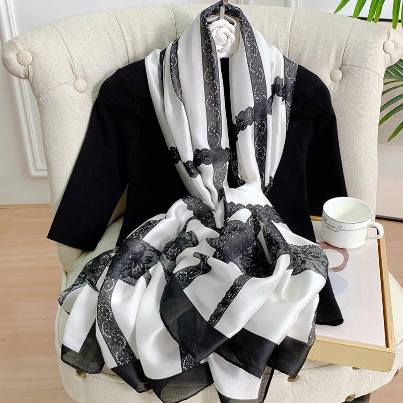 Luxury Brand Women Scarf Fashion Print Silk Scarves Summer Shawls And Wraps Soft Pashmina Lady Bandana Foulard Hijabs