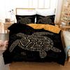 Sea Turtle Duvet Cover for Children Boys Girls Adult Black Gold Tortoise Reptile Theme for Bedroom Decorations Queen King Size