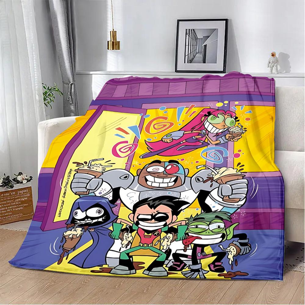 Teen Cartoon Printed Blanket Picnic Blankets Warm Blanket Soft and T-Titans Comfortable Blanket Home Travel Birthday Gift