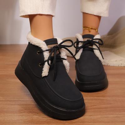 2024 Новые женские ботинки из бархата для сохранения тепла зимой на шнуровке короткие удобные однотонные женские ботинки ботильоны