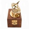 Brass Compass Sundial with Wooden Box Gift  Style Maritime  Gift Travel Adventure Engraving