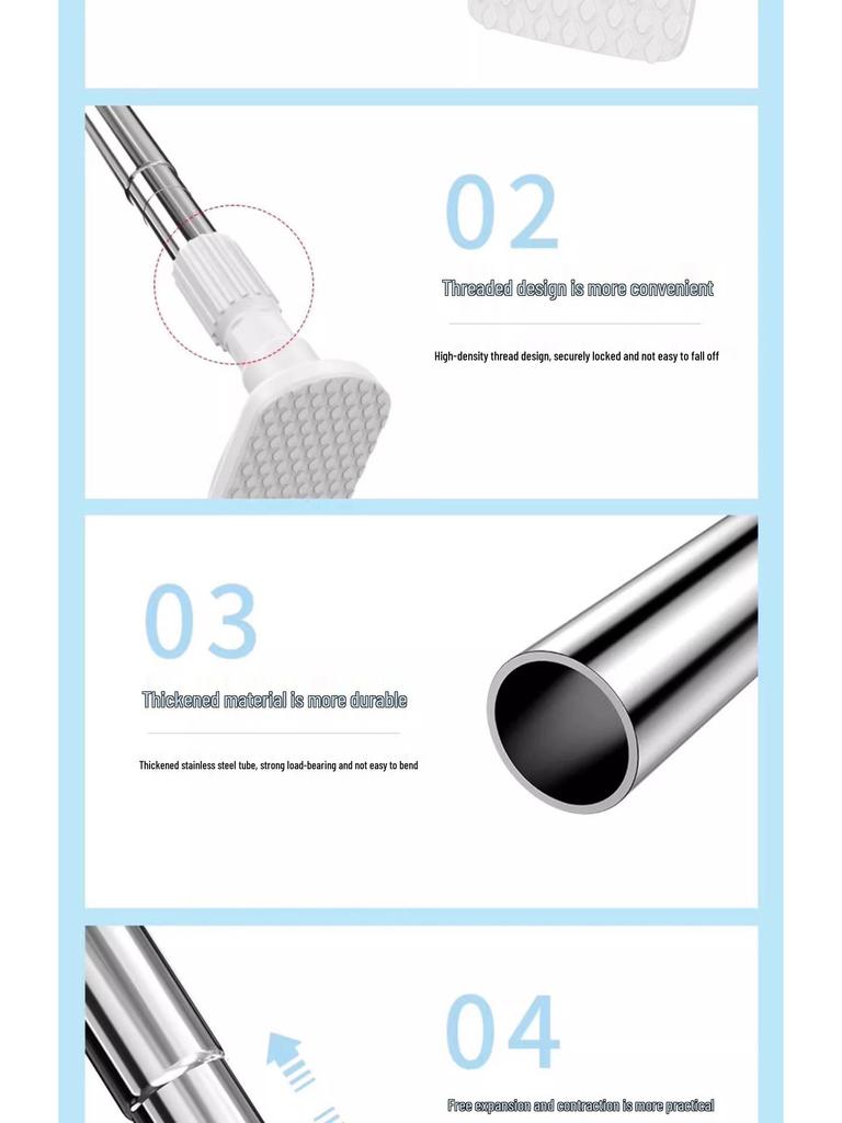 Retractable Punch-Free Clothes Drying and Curtain Rod for Balcony and Bathroom