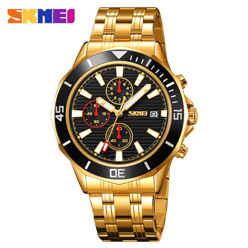 Новые часы Time Beauty Three Eyes Dial Chronograph Calendar Quartz Watch Men's Steel Belt Business Watch Waterproof Watch Men's Watch