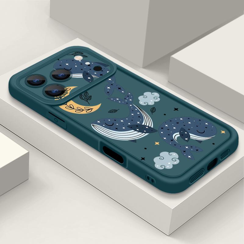 Чехол для телефона с рисунком мультяшного кита для iPhone 17 Pro Max Air 16e 16 15 14 Pro Max 13 12 Pro 16 15 Plus Ударопрочный силиконовый чехол