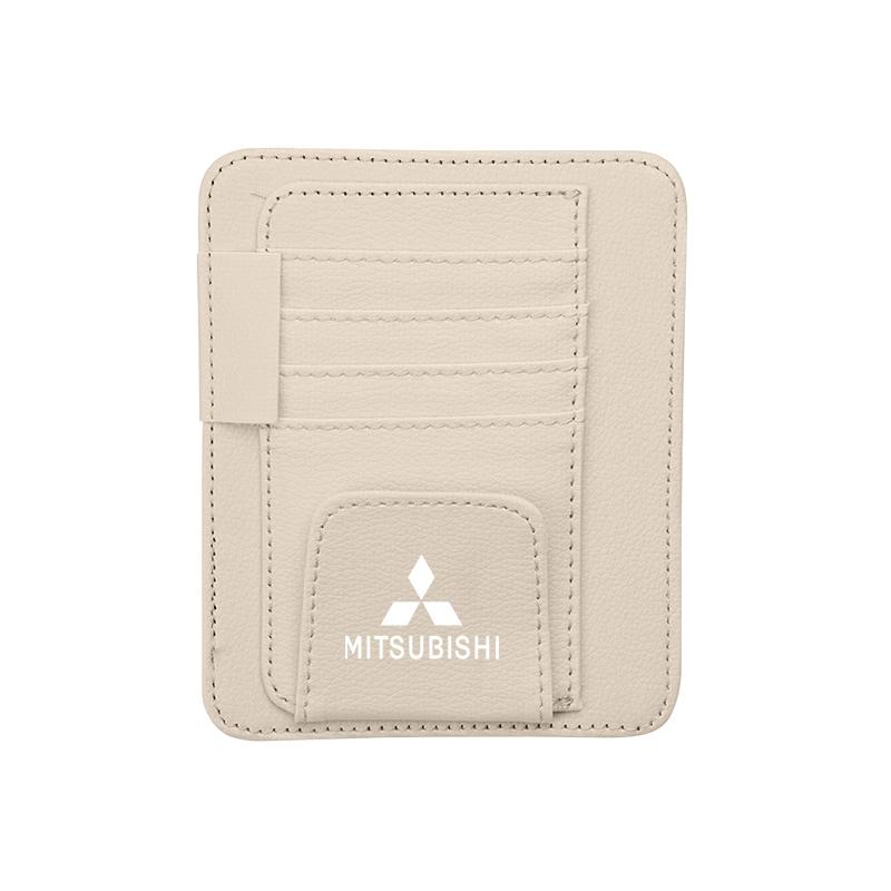 gjbf4 Car PU Leather Sun Visor Sunglasses Ticket Card Storage Bag Accessorie For Mitsubishi Lancer Galant Attrage Xpander Mirage ASX