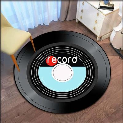 Круглый ковер с узором в виде CD с музыкой Ретро напольный коврик Декоративный для гостиной и спальни Противоскользящий коврик для отдыха Модная зональная ковровая дорожка