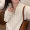 Women's Thickened Half-Zip Pure Wool Sweater - Loose Fit Cashmere Inner Layer, Autumn/Winter Style.