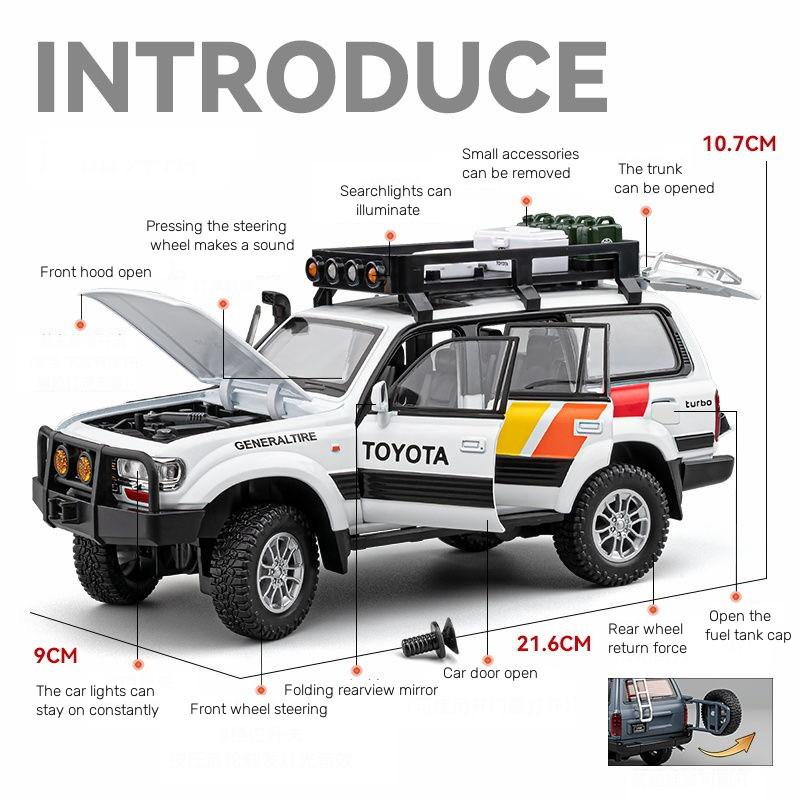 1/24 TOYOTA Land Cruiser LC80 внедорожник литой миниатюрный автомобиль металлический масштаб модель автомобиля звук и свет детская игрушечная коллекционная машина