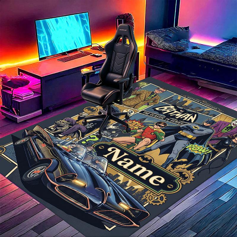Custom Name Personalized Batman Print Carpet, Versatile Home Decor Rug, for Playroom, Apartment, Balcony, Entryway, Hallway Gift