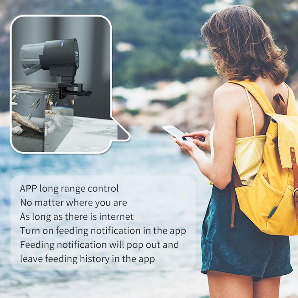 210 мл Большая емкость Кормушка для рыб Управление через приложение для мобильного телефона WiFi Интеллектуальный таймер Автоматическая кормушка Аквариум Кормушка для золотых рыбок