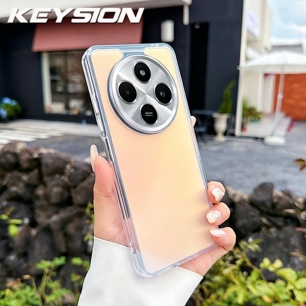 KEYSION Модный лазерный градиентный цветной чехол для телефона для OPPO Reno12 F 13F 5G, противоударная задняя крышка из ТПУ+ПК для OPPO Reno12 Pro 5G