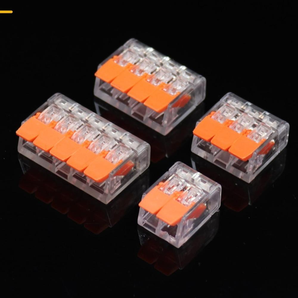 30 шт. Новый прозрачный соединитель для провода, вход и выход, оранжевый комбинированный кабель, клеммная колодка, универсальная вставная распределительная коробка
