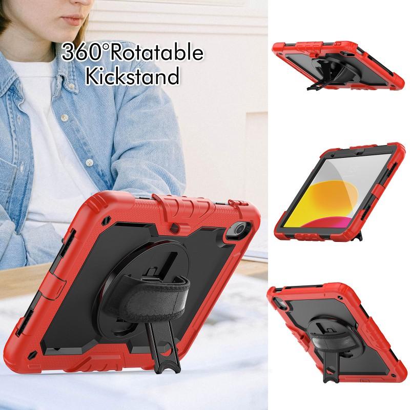 Silicone Full Cover Rotating Strap Case IPad 10th Gen 10.9 Inch Air 4/5 10.2 Color Block Design With Cushion