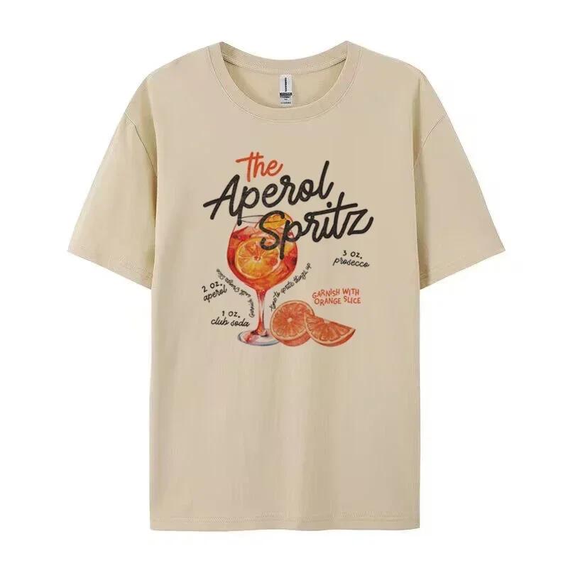 Aperol Spritz Ретро Коктейль Графические Футболки Женские Милые Алкогольные Напитки Футболки Свободные Хлопковые Футболки С Напечатанным Изображением Унисекс Винтажный Топ Подарок