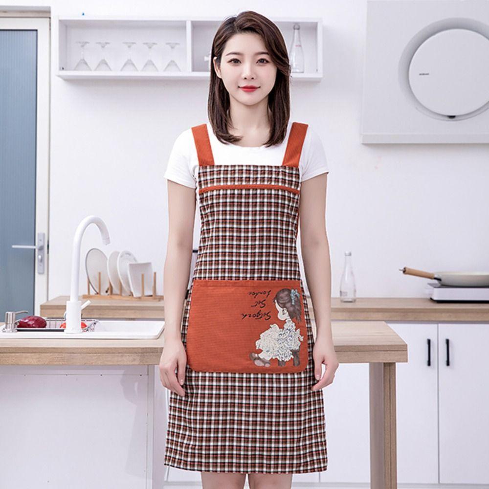Cartoon Girl Women Kitchen Apron Household Coffee House Apron Work Apron Barber Carpenter Florist