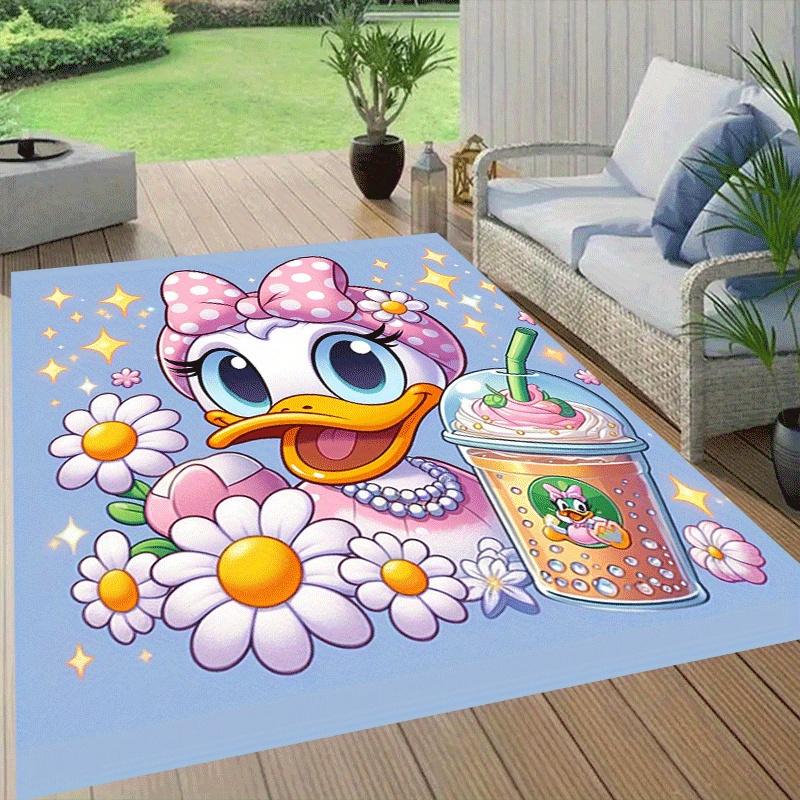 1pc Daisy Pattern Area Rug Soft Flannel Floor Mat for Living Room, Office, Bedroom, Outdoor and Camping, Sofa Coffee Table Floor Mat, Decora
