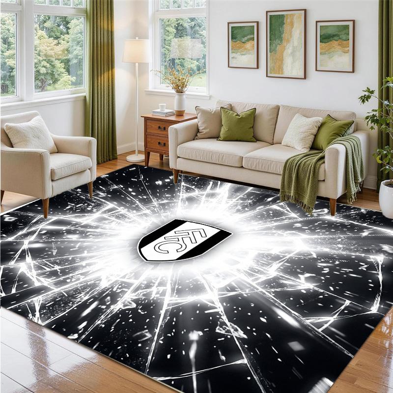 Fulham Football Design Crystal Velvet Rug Soft Decorative Mat for Bedroom Entrance