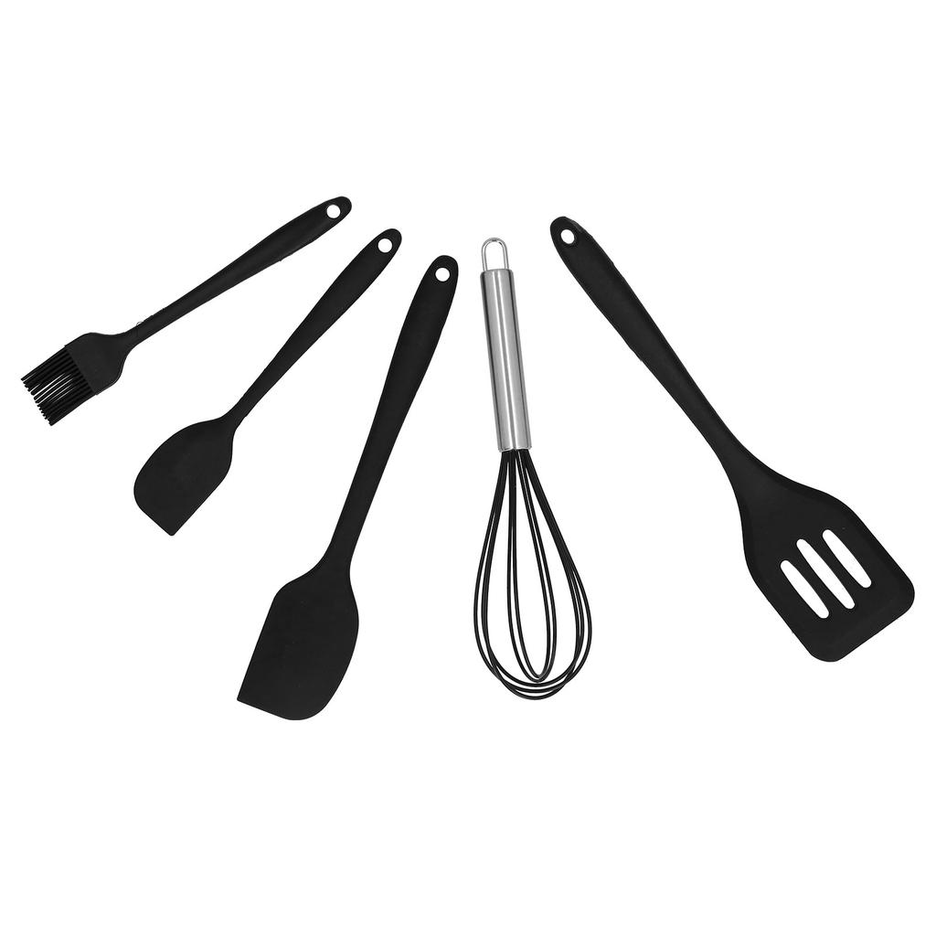 Набор из 5 шт. Силиконовая лопатка DIY Кухонная утварь Инструмент для выпечки Украшение для торта для домашней пекарниЧерный