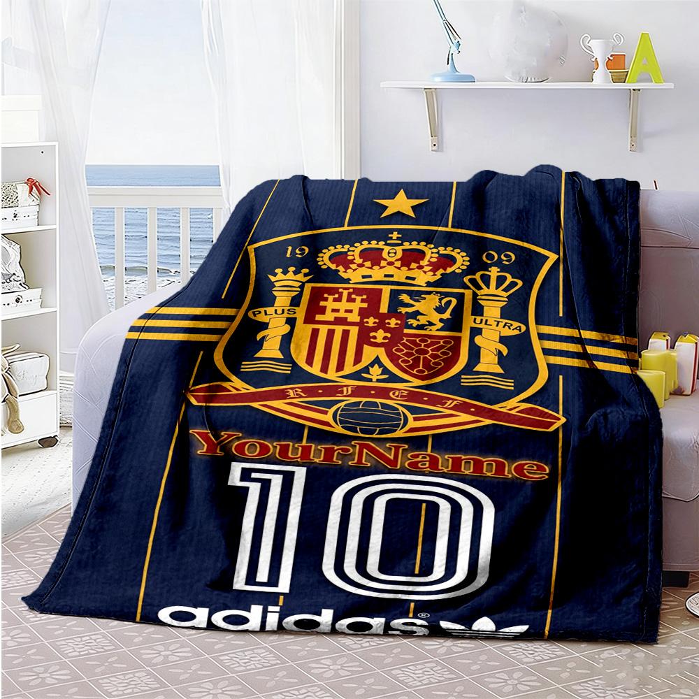 Atletico Madrid Customize Text Blanket Cozy Customizable Blanket Ultra-Soft for Bed Chair Sofa Home Decor Ideal for All Seasons