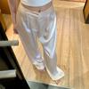 Elegant Satin Wide Leg Pants Women Fashion High Waist Black White Pants Summer Ladies Korean Baggy Straight Trousers