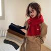 Japanese Literary and Artistic Solid Color Rough Edge Scarf Female Retro Student Wool Blended Thickened Warm Scarf