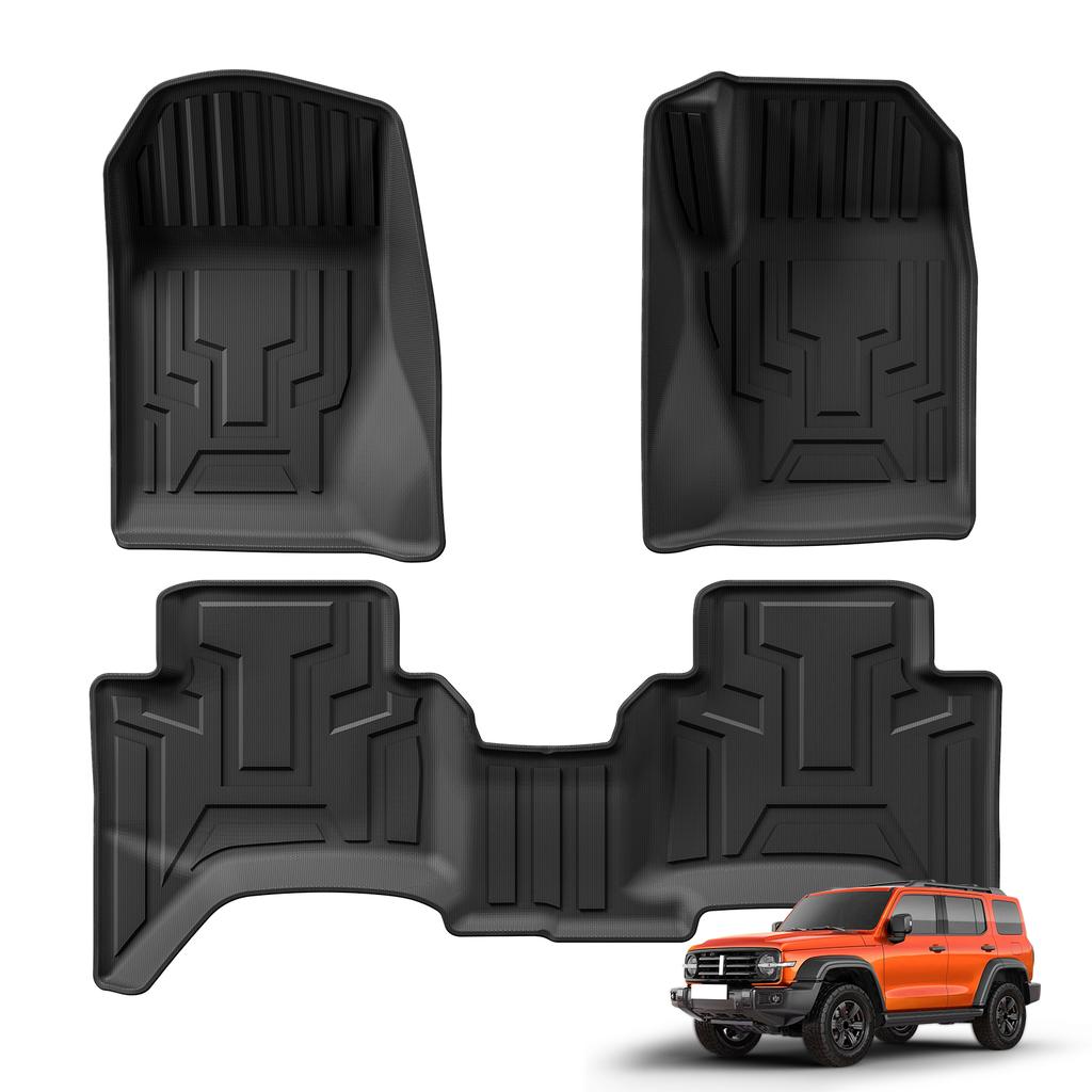 LUCKEASY for GWM Tank 300 2024 2025 Car Floor Mats Cargo Liner Trunk/Backrest Mat TPE 3D All Weather Right Hand Drive Black