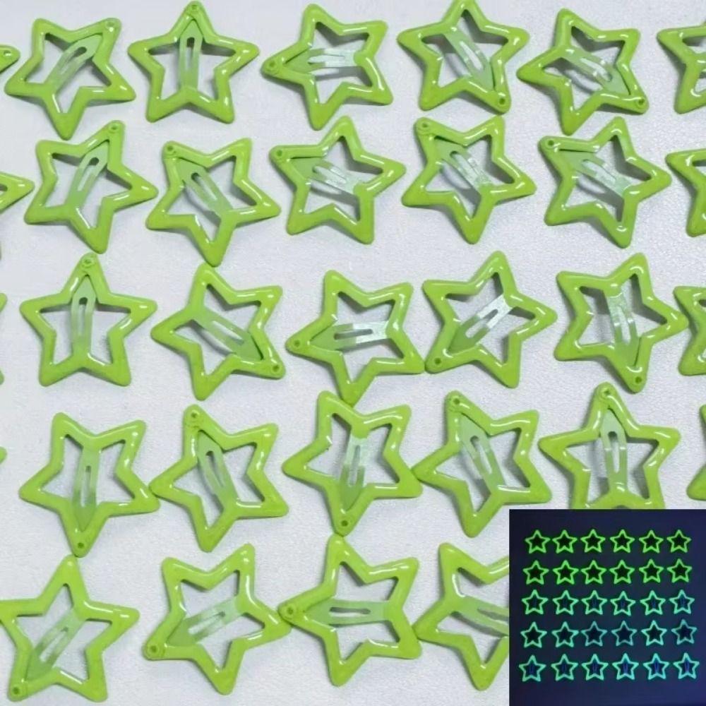 20Pcs Colorful Luminous Star Hairpin Trendy Mini Luminous Barrettes Hair Accessories