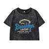 Womans Cotton Crop Tees Regular Fit Distressed Washed T-Shirts 1982 In Brooklyn Letter Prints Short Sleeve Street Clothes