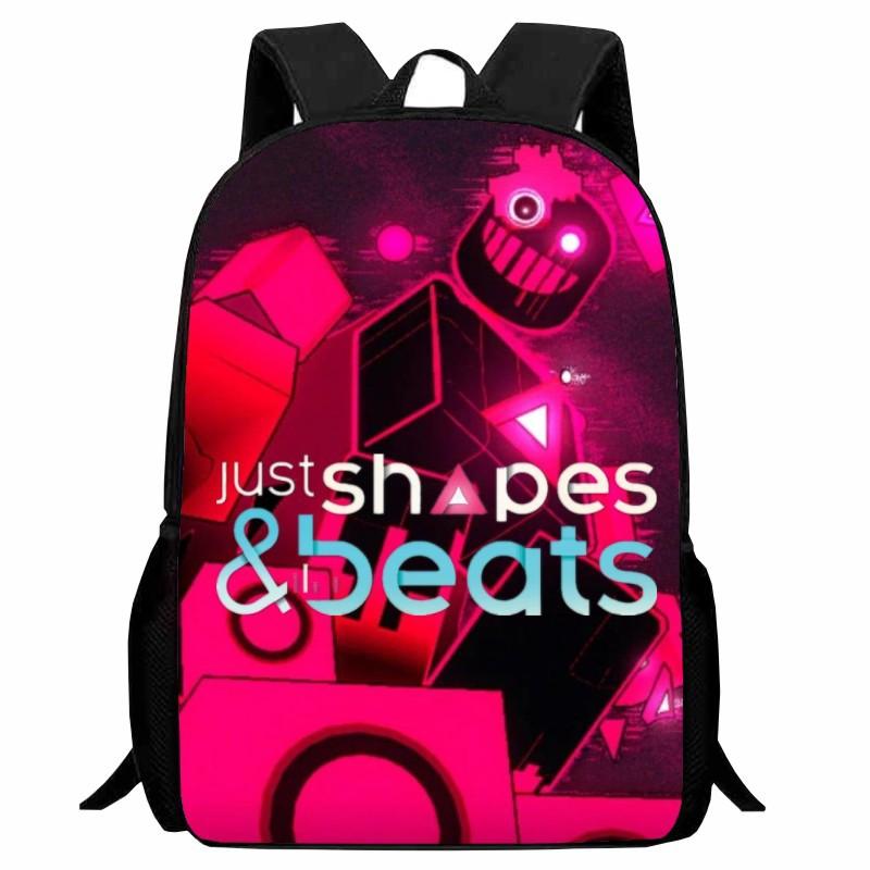 Школьная сумка с принтом «Ритм фигур» Just Shapes & Beats, Мультяшный активный рюкзак для мужчин и женщин