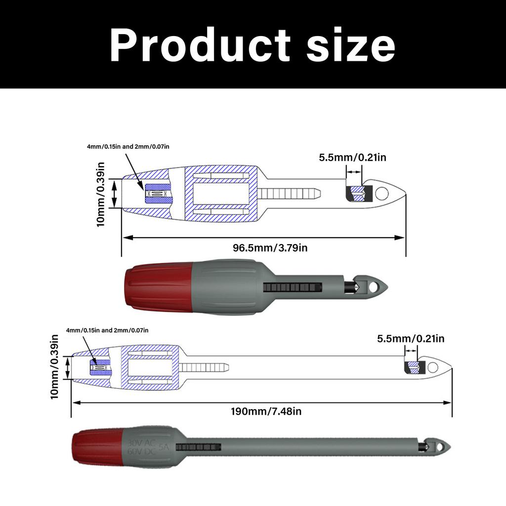 Non Damaging Test Probe For Multimeters Dual 2mm 4mm Banana Plug Compatibility Nickel Plated Copper Construction Durable Anti Corrosion Design