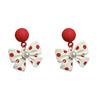 1 Pair Cute Elegant Women Earrings Faux Pearl Bow Knot Drop
