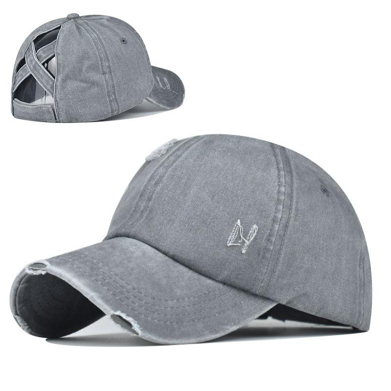 Стираная бейсболка Шляпа с перекрестным хвостом. Внешняя торговля. Европейский и американский стиль. Загнутые поля. Шляпа с перекрестным хвостом. Универсальная женская шляпа от солнца.