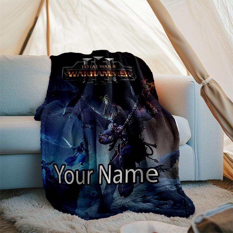 Custom Name Total War Warhammer Theme Printed Blanket - Perfect for Couch, Bed, Travel & Outdoor Use | Machine Washable, Cozy & Durable.