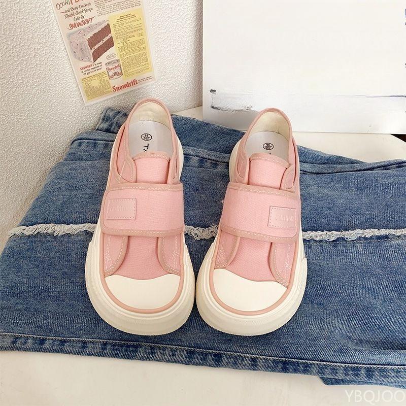 Модные парусиновые туфли женские летние новый стиль нишевые манговый носок толстая подошва простые удобные универсальные круглый носок студенческие белые туфли