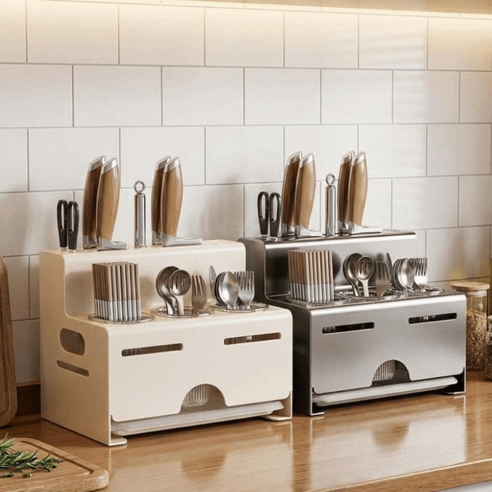 Large Capacity Countertop Cutter Holder Wall Mounted Cutter Storage Rack for Kitchen