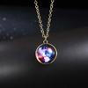 Planet Galaxy Zinc Zinc Alloy Double Side Universe Jewelry Double Side Pendant Clavicle Chain Necklaces