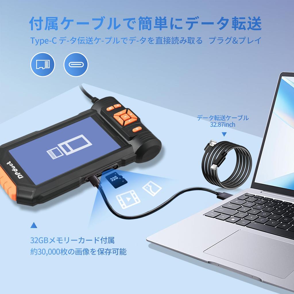 Выпуск 5-дюймовой IPS DPduct Fiberscope Dual Lens Ultra Thin Endoscope Camera 1080P Оснащен 5-дюймовым большим экраном с 9 светодиодами IP67