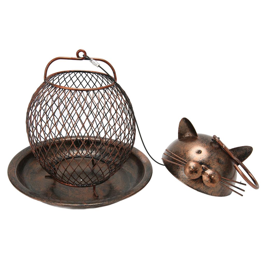 Кормушка для птиц в форме кошки, железная кормушка для птиц, подвесная снаружи, винтажное украшение для виллы, сада, двора