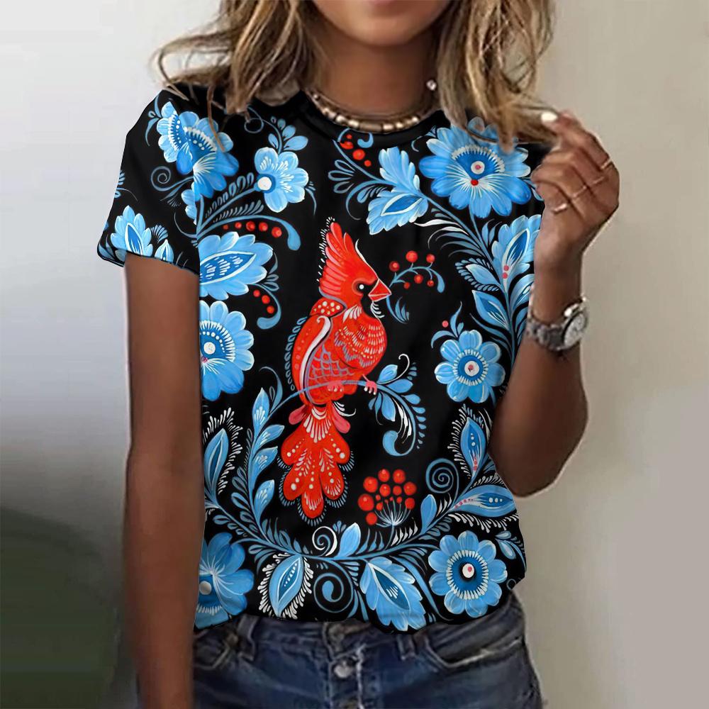 2025 Fashion Women's Short Sleeved T-shirt Animal 3D Printed Street Casual O-neck Pullover Women's Street T-shirt