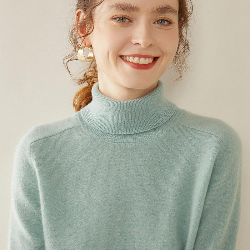 Women's High-Neck Cashmere Sweater - Autumn/Winter Loose Fit Long-Sleeve Pullover