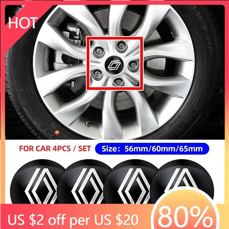 For Renault 2026 New Hub Caps 4pcs 56mm 60mm 65mm Car Wheel Center Hub Cap Rim Cover Emblem Stickers For Renault koleos duster m