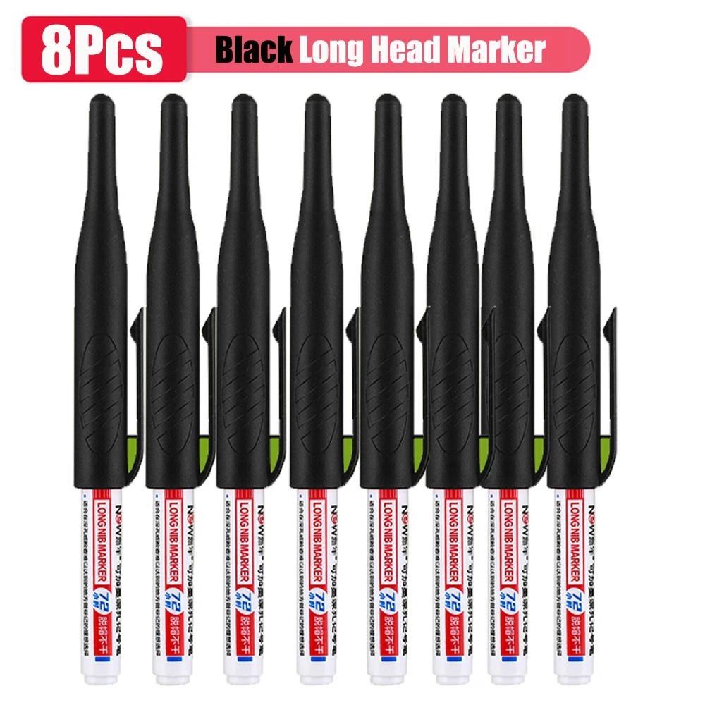 1-8pcs 32mm Long Head Markers Pen Multi-purpose for Woodworking Tile Decoration Deep Hole Marker Pens Red/Black/Blue/Green Ink