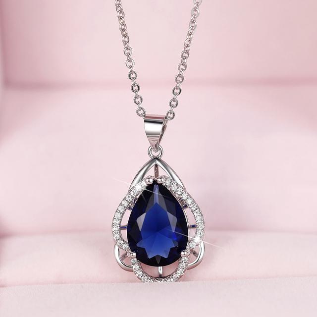 Huitan Aesthetic Colorful Cubic Zirconia Pendant Necklace Women For Wedding Party Temperament Lady 'S Neck Accessory Jewelry