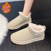 2025 New Snow Boots Women's Fur Integrated Short Boots Northeast Thickened Velvet Boken Shoes Cotton Shoes Non-slip