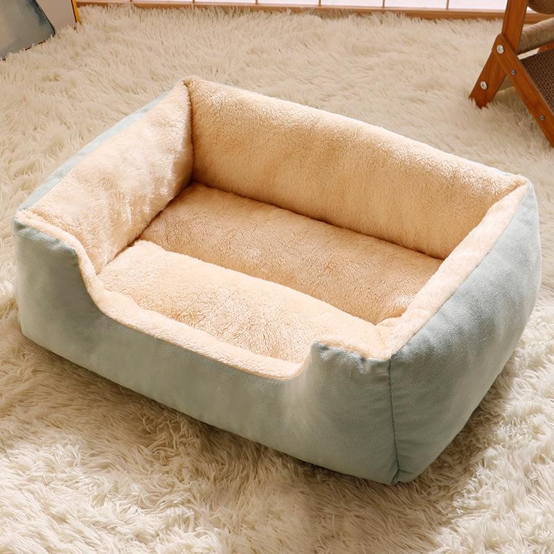 Winter Warm Pet Nest Cozy Square Bed for Small & Medium Dogs - All-Season, Thick, Cold-Proof Mat.