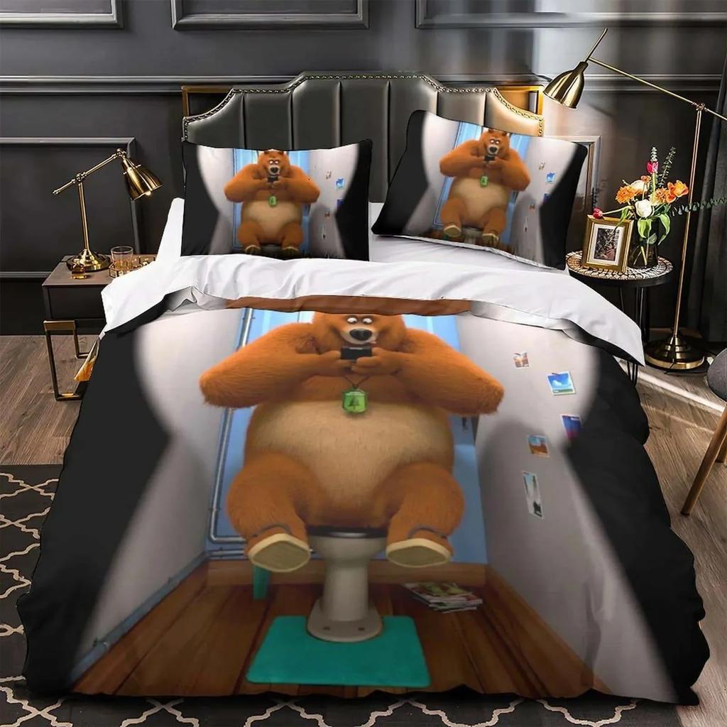 3D Anime Grizzy and the Lemmings Printed Bed Set Duvet Cover Pillowcase Bedding Set Linen Sheet Quilt Cover Full Queen King Size