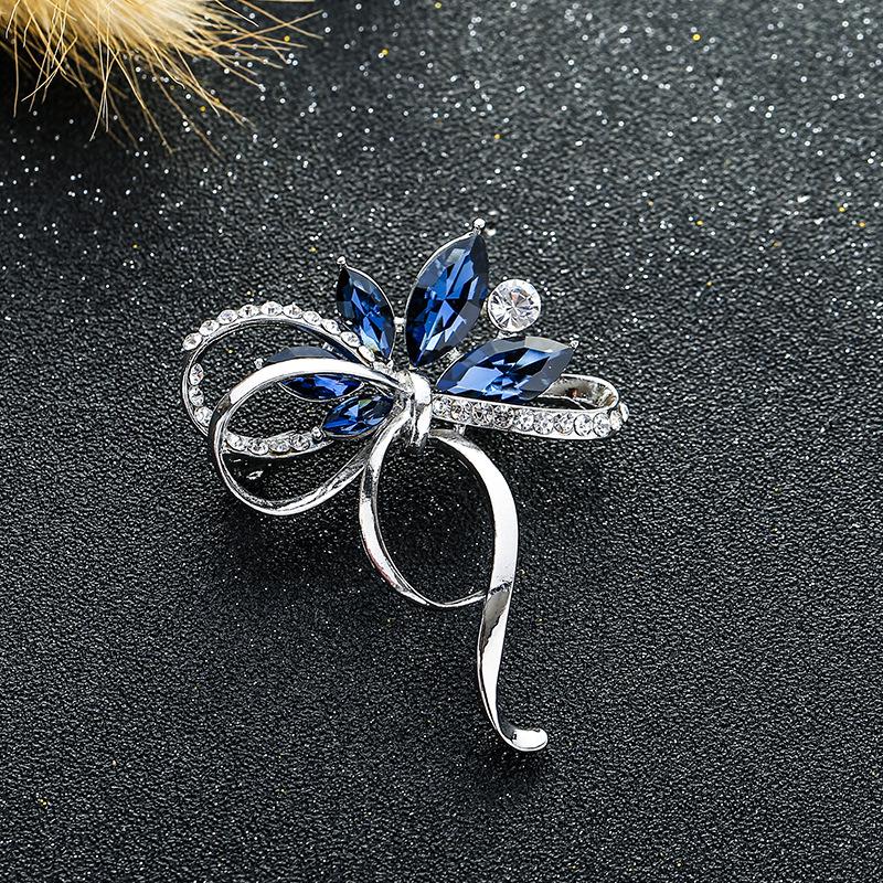 Temperament Bow Brooch High-End Female Exquisite Elegant Diamond-Encrusted Brooch Luxury Anti-Light Buckle Pin Accessories