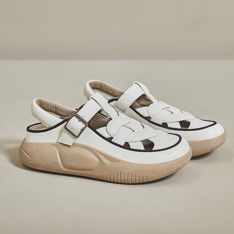 Новые женские туфли в стиле ретро, модные, на толстой подошве, на танкетке, удобные, повседневные, пляжные сандалии, обувь для женщин, Sandalias De Mujer 2024