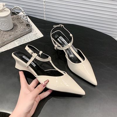 Мода Новый Стиль Популярные Летние Женские Гладиаторские Низкие Каблуки Женские Сандалии Мода Острый Носок Платье Уличный Стиль Туфли Лодочки Zapatos De Mujer